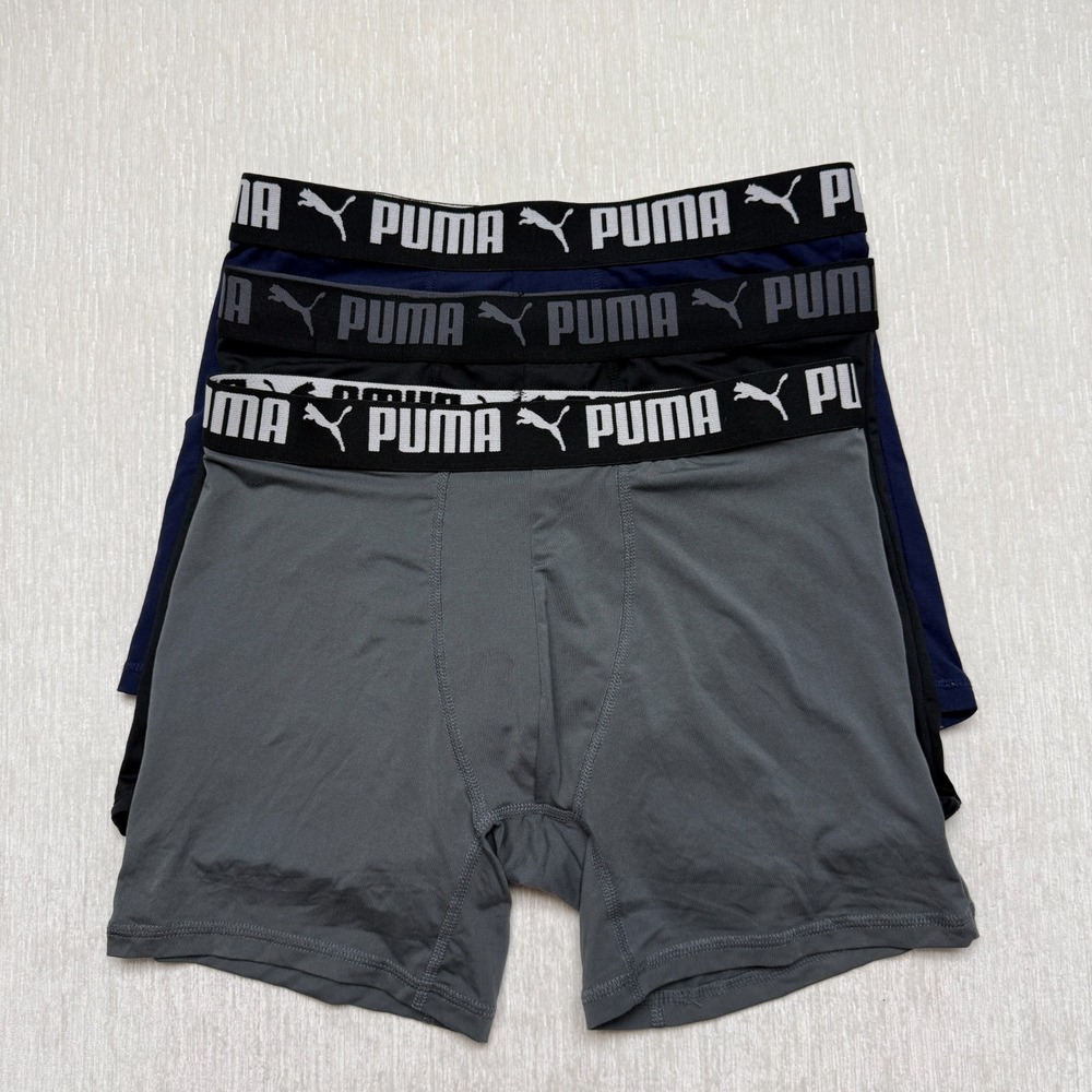 Puma Mens Boxer Briefs Performance Stretch 3 Pack Multicolor Medium NWOT